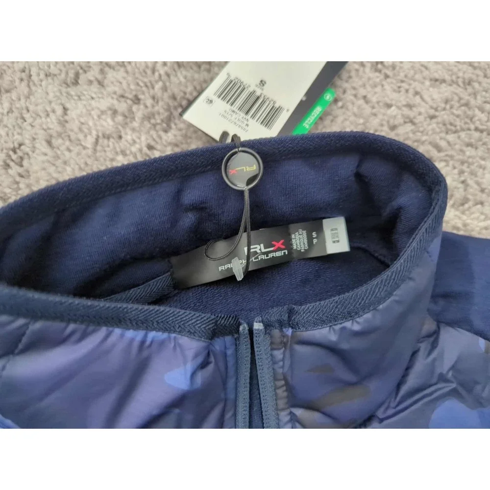 RLX Ralph Lauren Jacket Mens‎ Small Navy Camo Quilted NEW 44% Wool